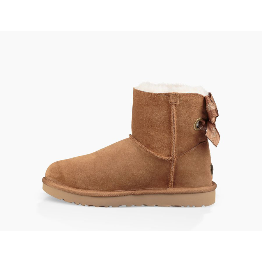 Botas UGG Promoção - Mulher UGG Customizable Bailey Bow Mini Marrom